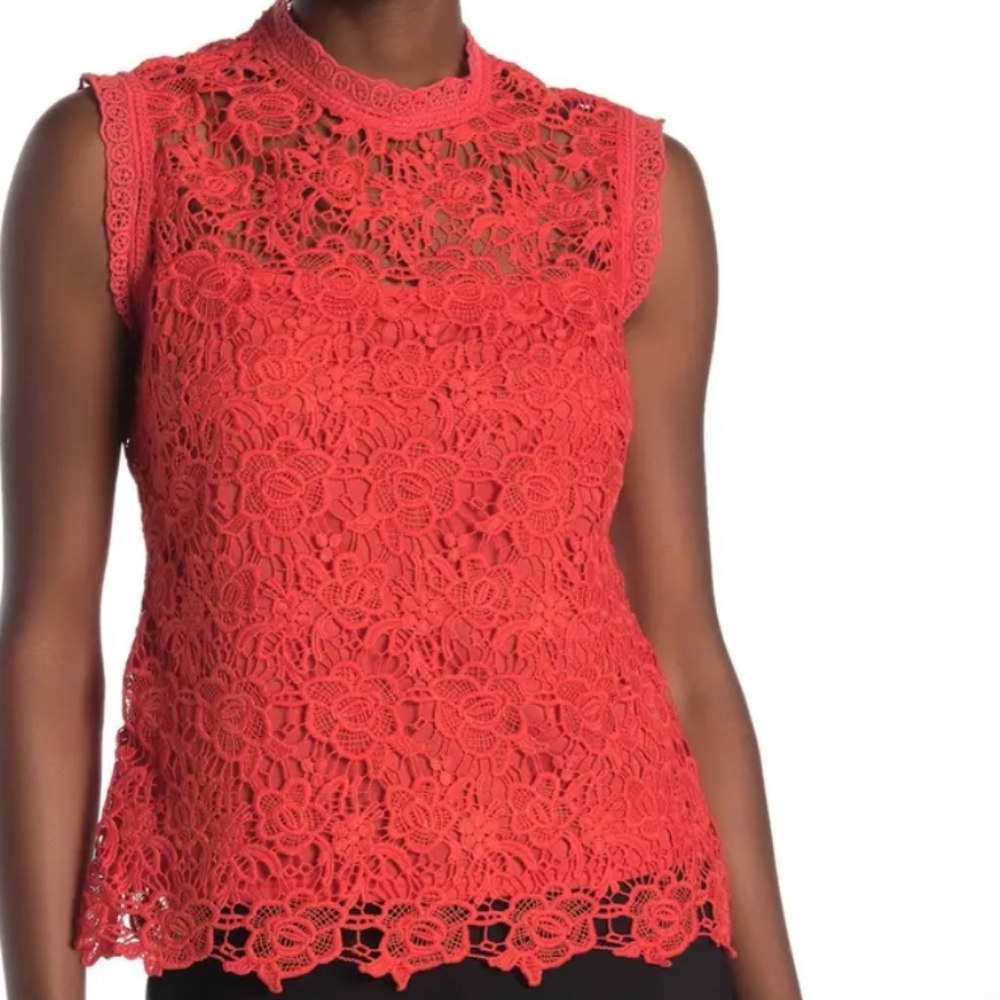 Nanette Lepore Chateau Rose‎ Lace Top womens sz Large L Pink